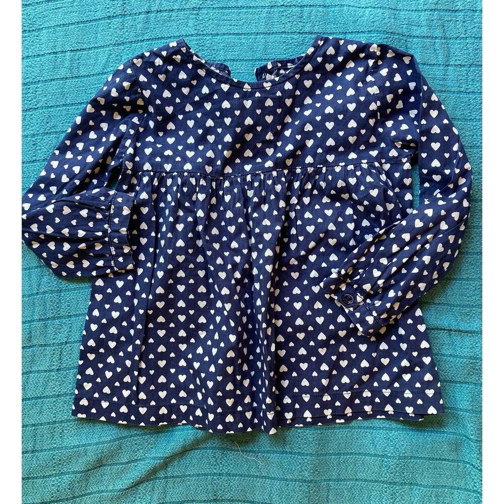 Rachel Riley ~ Heart Print Blue Long Sleeve Blouse ~ Sz 4 ~ Sweet & Lovely